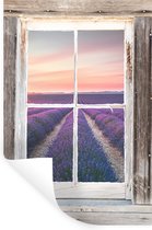 Muurstickers - Sticker Folie - Doorkijk - Lavendel - Hout - 20x30 cm - Plakfolie - Muurstickers Kinderkamer - Zelfklevend Behang - Zelfklevend behangpapier - Stickerfolie