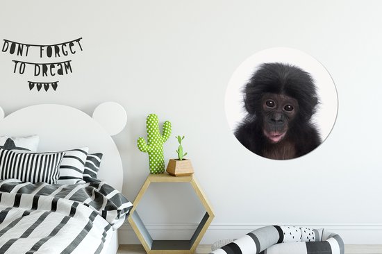 Wall Circle - Wall Circle Indoor - Chimpanzé - Animaux - Rose - ⌀ 60 cm - Décoration murale - Peintures Ronds