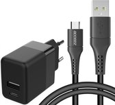 Accezz Oplader Inclusief USB-A naar Micro-USB Kabel - Lader Adapter 20 Watt - Snellader - Zwart