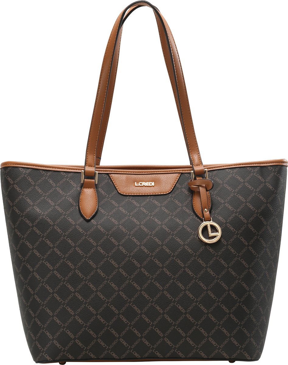 L.CREDI Handtas Filiberta Shopper Brown Donkerbruin