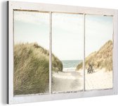 Wanddecoratie Metaal - Aluminium Schilderij Industrieel - Doorkijk - Strand - Zee - 60x40 cm - Dibond - Foto op aluminium - Industriële muurdecoratie - Voor de woonkamer/slaapkamer