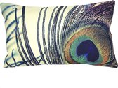 Kussenhoes Ruby Peacock | Pauw | Veren | Landelijk | Boho-Chic | 30 x 50 cm | Exclusief binnenkussen
