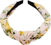 Haarband Diadeem Knoop Roos Print Roze