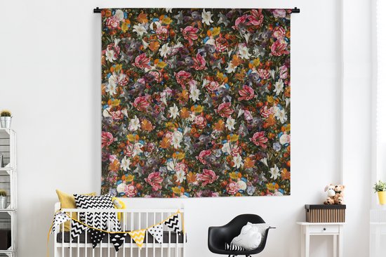 Tapisserie - Fleurs - Arc-en-ciel - Art - Maîtres anciens - Tapisserie - Tapisserie - Katoen - Décoration de la maison - 180x180 cm - Chambre à coucher - Tissu mural - Tapisserie murale - Décoration murale - Tapisseries