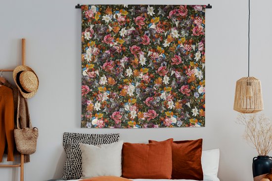 Tapisserie - Tapisserie - Fleurs - Papillon - Design - Art - Abstrait - Peinture - Maîtres anciens - 150x150 cm - Tapisserie