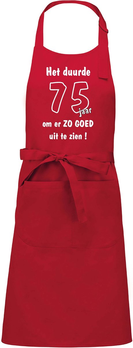 Mijncadeautje - Keukenschort - BBQ schort - Het duurde 75 jaar - rood