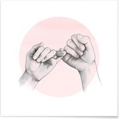 JUNIQE - Poster Pinky Swear -20x20 /Grijs & Roze