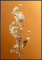 Poster van mooie bloem voor oranje achtergrond - 40x50 cm