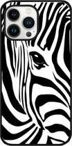 ADEL Siliconen Back Cover Softcase Hoesje Geschikt voor iPhone 13 Pro Max - Zebra Wit