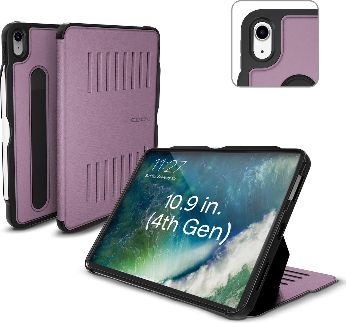Zugu case - iPad Air 10.9 Gen 4 & 5 (2020/2022) - oersterke luxe flip-over case - volledige 360˚ bescherming – met multifunctionele standaard functie – geschikt voor Apple Pencil - Berry