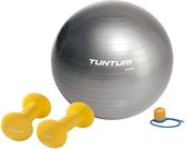 Tunturi - Fitness Set - Neopreen Dumbbellset 2 x 1,5 kg - Gymball Zilver 55 cm