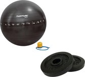 Tunturi - Fitness Set - Halterschijven 2 x 1,25 kg - Gymball Zwart met Anti Burst 55 cm