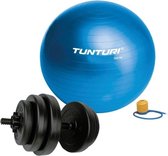 Tunturi - Fitness Set - Vinyl Halterset 15 kg  - Gymball Blauw 75 cm