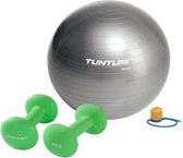 Tunturi - Fitness Set - Neopreen Dumbbellset 2 x 4 kg - Gymball Zilver 55 cm