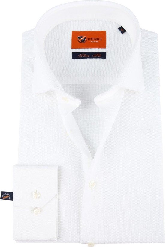 Suitable - Jersey Overhemd Wit - 42 - Heren - Slim-fit | bol.com