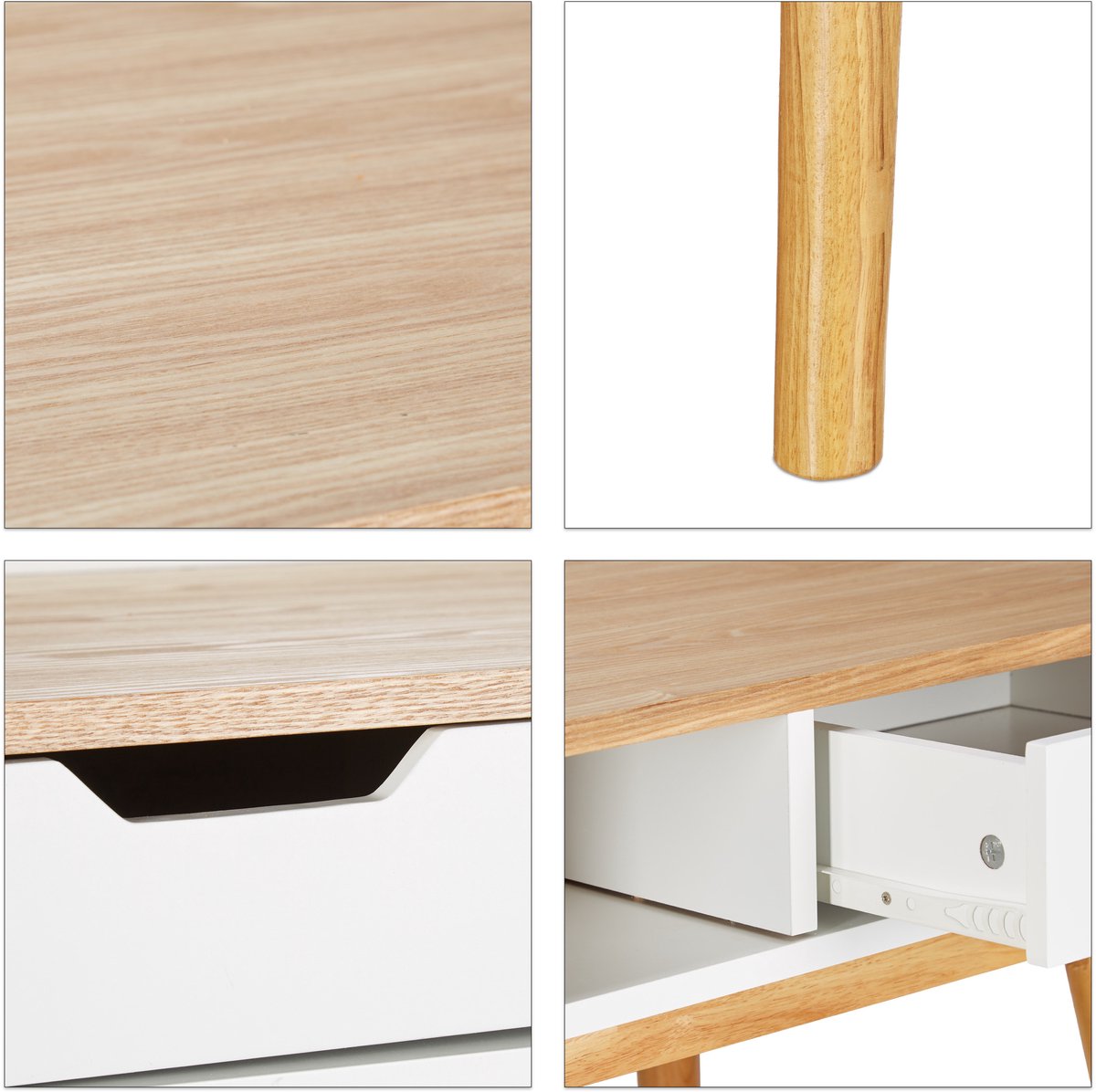 null Bureau Wit 2 Lades Hout - afbeelding 4