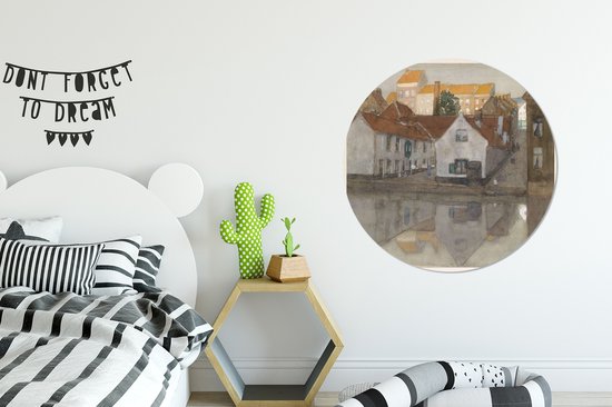 WallCircle - Wall Circle - Wall Circle - Quartier arrière à Gand - Peinture de George Hendrik Breitner - Aluminium - Dibond - 90x90 cm - Intérieur et extérieur