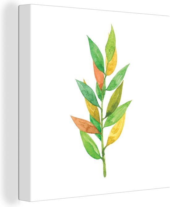 Peinture sur toile Aquarelle - Feuilles - Plantes - 20x20 cm - Décoration murale
