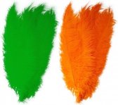 4x stuks grote veer/veren/struisvogelveren 2x groen en 2x oranje van 50 cm - Decoratie sierveren