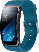 Siliconen Smartwatch bandje - Geschikt voor Samsung Gear Fit 2 / Gear Fit 2 Pro siliconen bandje - blauw - Strap-it Horlogeband / Polsband / Armband