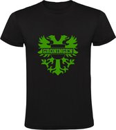 Groningen | Kinder T-shirt 104 | Zwart Groen | Voetbal | Stadswapen | Groningen | Embleem
