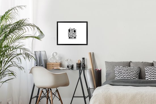 Citation Je caféine et espère le meilleur sur un fond blanc 30x20 cm - petit