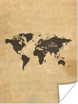 Wereldkaarten - Wereldkaart - Beige - Reizen - 60x80 cm