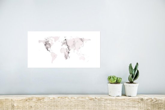 Carte du Wereldkaart murale - Carte du Wereldkaart - Marbre - Chic - 40x20 cm - Affiche