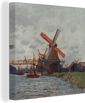 Canvas Schilderij Molens bij Zaandam - Claude Monet - 20x20 cm - Wanddecoratie