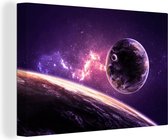 Canvas Schilderij Planeten - Ruimte - Sterren - 60x40 cm - Wanddecoratie