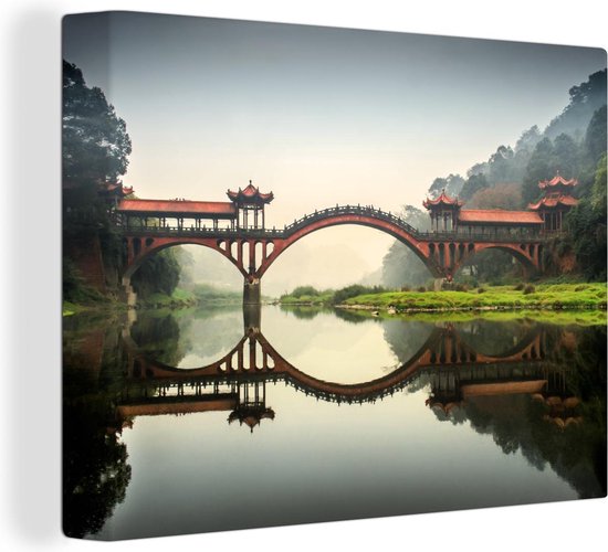 Chinese brug Canvas - Foto print op Canvas schilderij (Wanddecoratie)