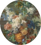 Stilleven met bloemen, Jan van Huijsum - Foto op Dibond - ⌀ 30 cm