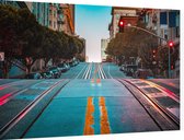 Steile heuvel op California Street in San Francisco - Foto op Dibond - 90 x 60 cm