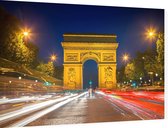 Parijse Arc de Triomphe en Champs-Elysees bij nacht - Foto op Dibond - 60 x 40 cm