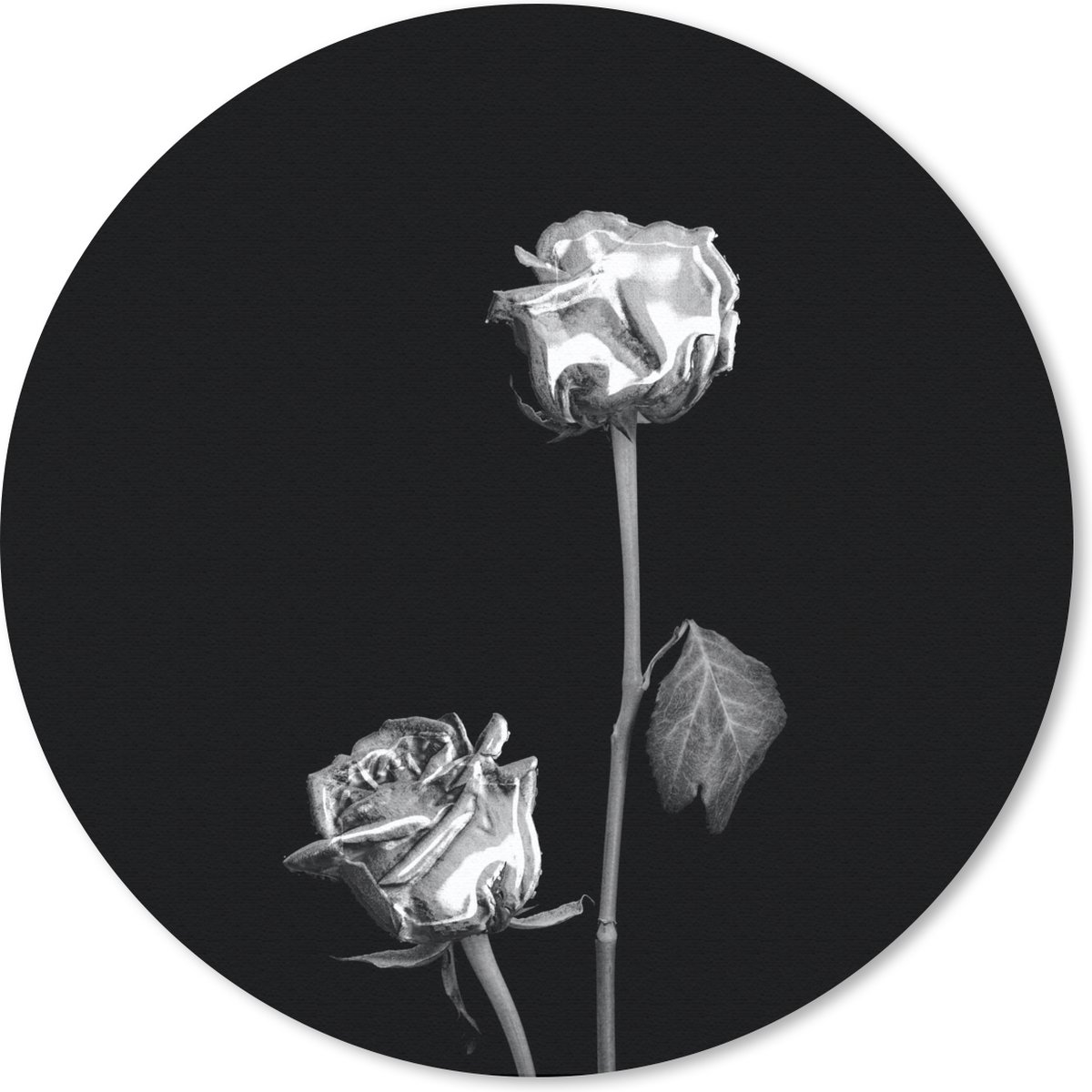 Muismat rond 30x30 cm - Mousepad Rozen - Bloemen - Zwart - Wit - Ronde muismatten