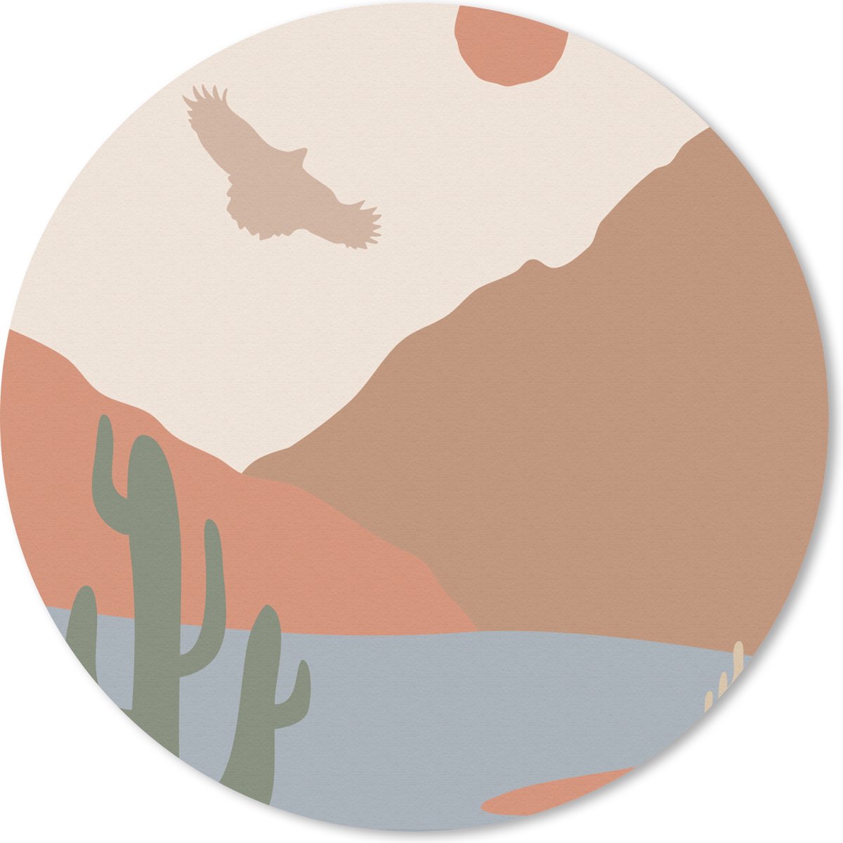 Muismat rond 30x30 cm - Mousepad Pastel - Illustratie - Cactus - Havik - Ronde muismatten
