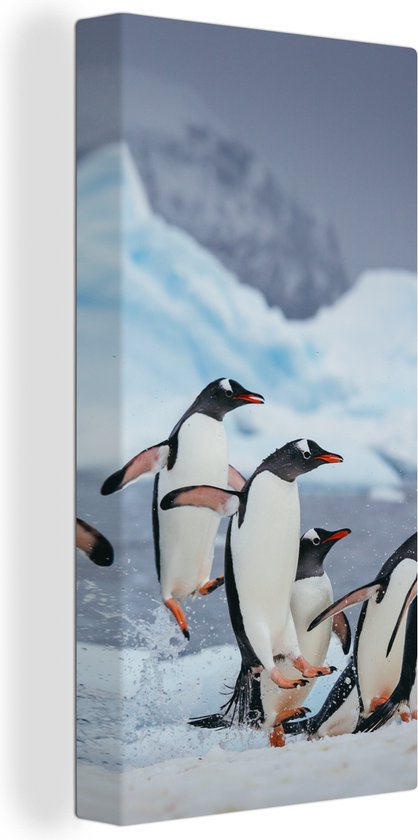 Tableau sur toile Pingouins sautant hors de l'eau - 40x80 cm - Décoration murale