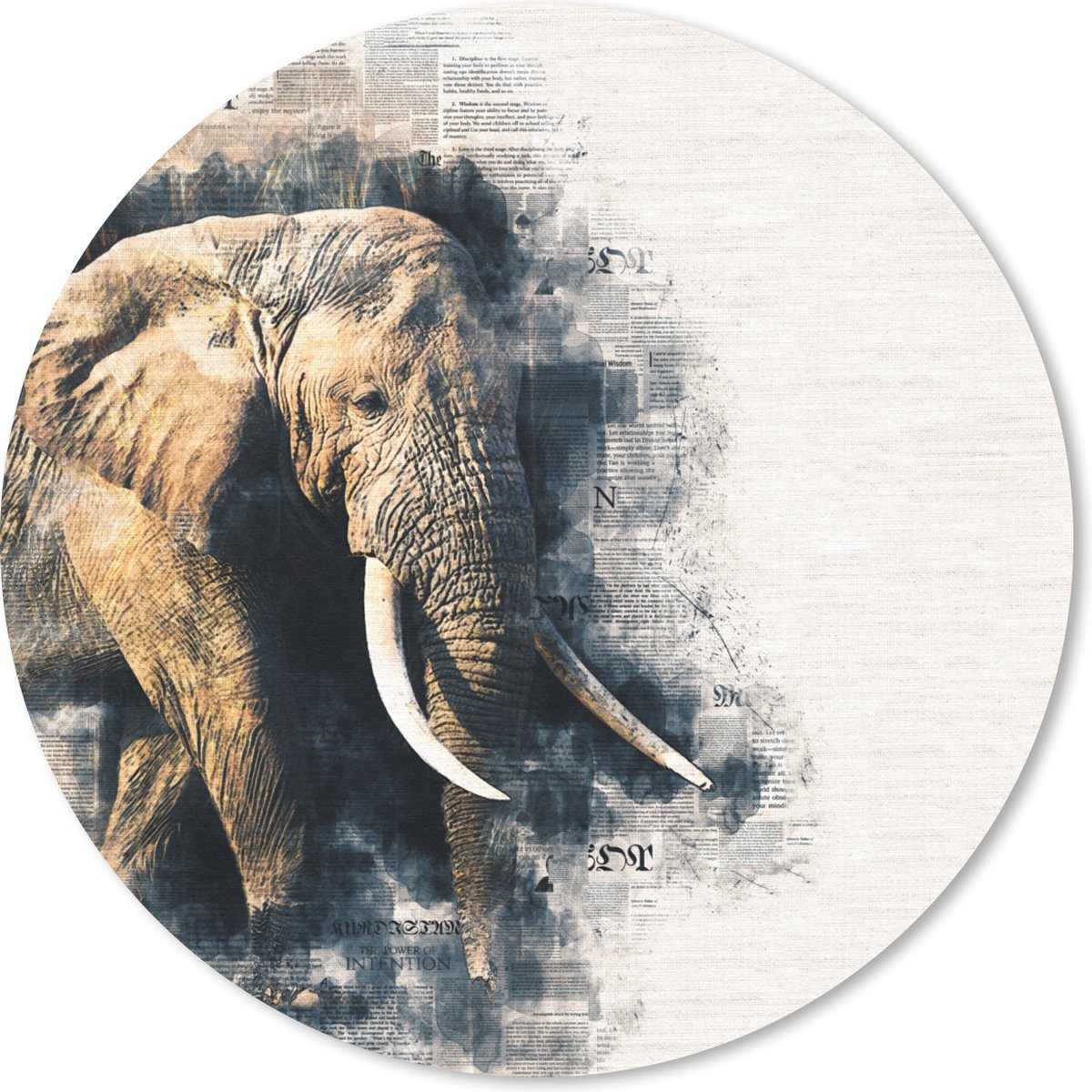 Muismat rond 30x30 cm - Mousepad Olifant - Krant - Verf - Ronde muismatten