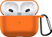 Case Geschikt voor AirPods 3 Hoesje Hoes Siliconen Met Clip Cover - Hoesje Geschikt voor Apple AirPods 3 Siliconen Met Clip - Oranje