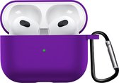 Airpods 3 Hoesje Case Siliconen Hoes Geschikt voor Apple AirPods 3 Case Hoesje Met Clip - Paars