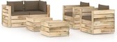 Decoways - 6-delige Loungeset met kussens groen geïmpregneerd hout