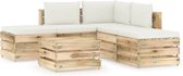 Decoways - 6-delige Loungeset met kussens groen geïmpregneerd hout