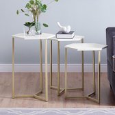 Nancy's Zompanteco Hex Nesttafel - Modern - Grijs, Bruin - Marmer, Metaal, Hout - 60,96 cm x 35,56 cm x 40,64 cm