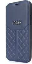 Audi Genuine Leather Book Case Telefoonhoesje voor Apple iPhone 13 - Blauw - Bescherming en Stijl