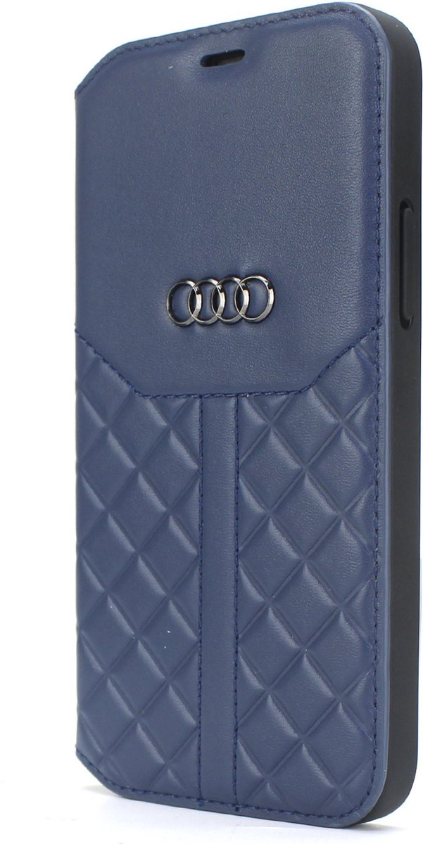Audi Genuine Leather Book Case Telefoonhoesje voor Apple iPhone 13 - Blauw - Bescherming en Stijl