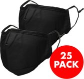 iMoshion 25 pack - Herbruikbaar, wasbaar mondkapje 3-laags katoen - Zwart