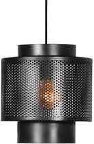 Hanglamp  - ijzeren lamp  - 28 cm rond - zwart metaal - trendy  -  H30cm