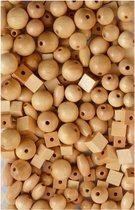 Wooden beads in glass +/-85g natural