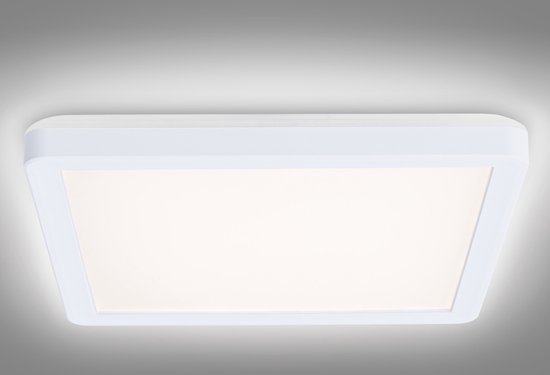 Navaris LED plafondlamp - Vierkante lamp voor aan het plafond - Ultra plat - Met indirecte verlichting - Moderne Plafonniere - 19 x 19 x 2,5 cm - 12W