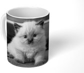 Mok - Kitten in een bed - zwart wit - 350 ML - Beker